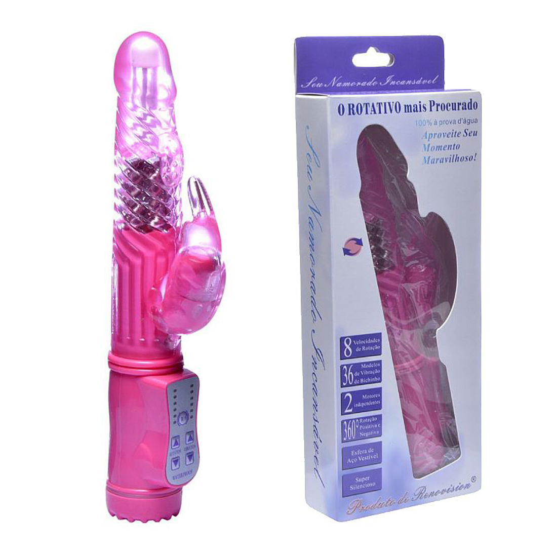 Vibrador Rotativo a Pilha Digital - Rosa