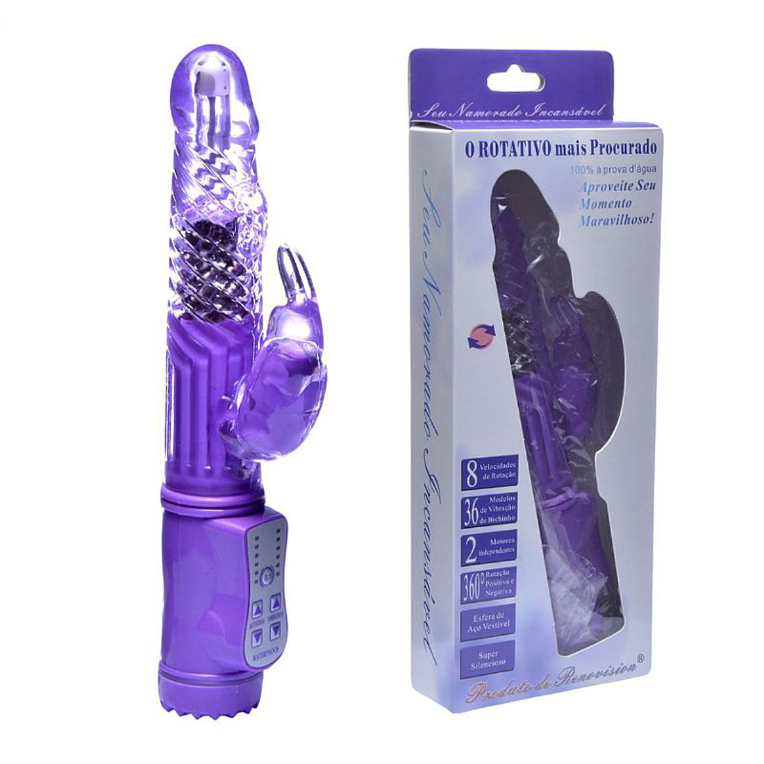 Vibrador Rotativo a Pilha Digital - Roxo