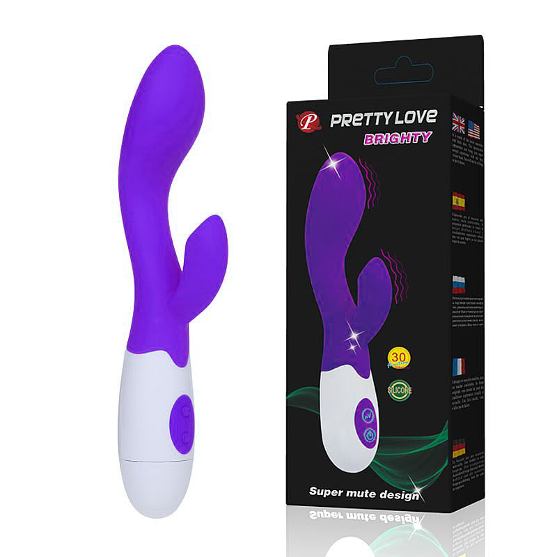 Vibrador Ponto G c/ Estimulador de Clitóris Brighty - 30 Vibrações Roxo