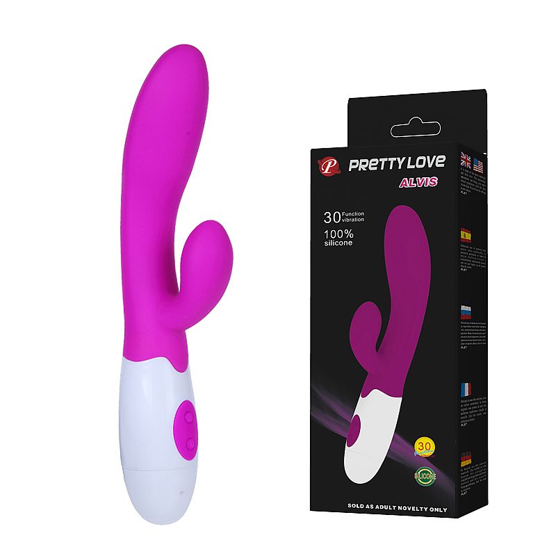 Vibrador Ponto G c/ Estimulador de Clitóris Alvis - 30 Vibrações Roxo