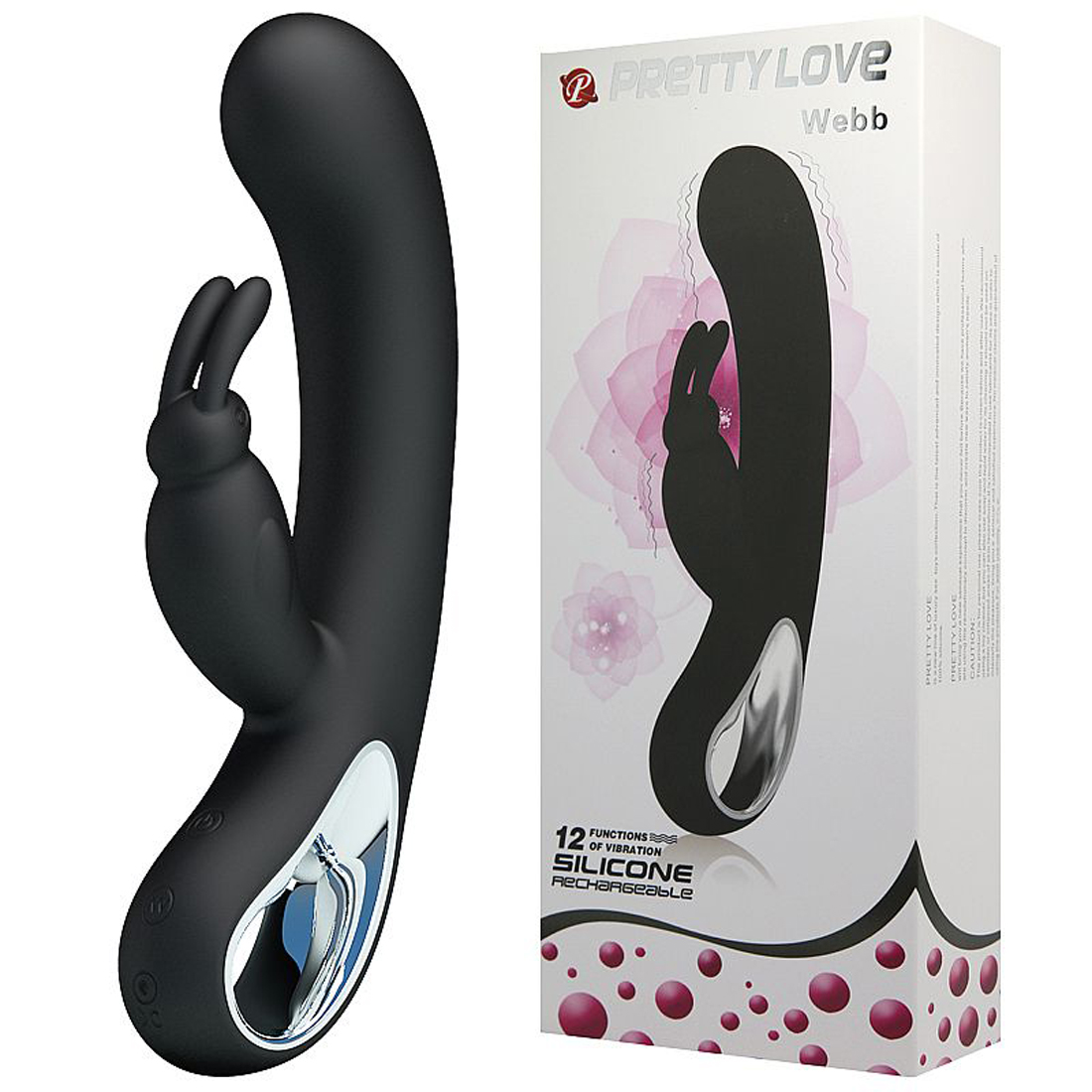 Vibrador de Ponto G com Estimulador de Clitóris Webb Pretty Love - Preto