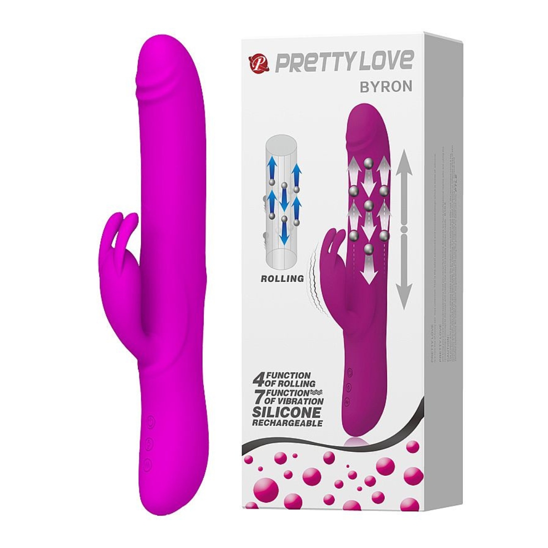 Vibrador Vai e Vem em Silicone Recarregável - Byron - Pretty Love - Pink