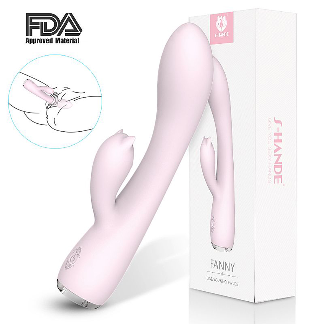 5981-RO - Vibrador de Ponto G e Clitóris Recarregável - Fanny - S-Hande - Rosa