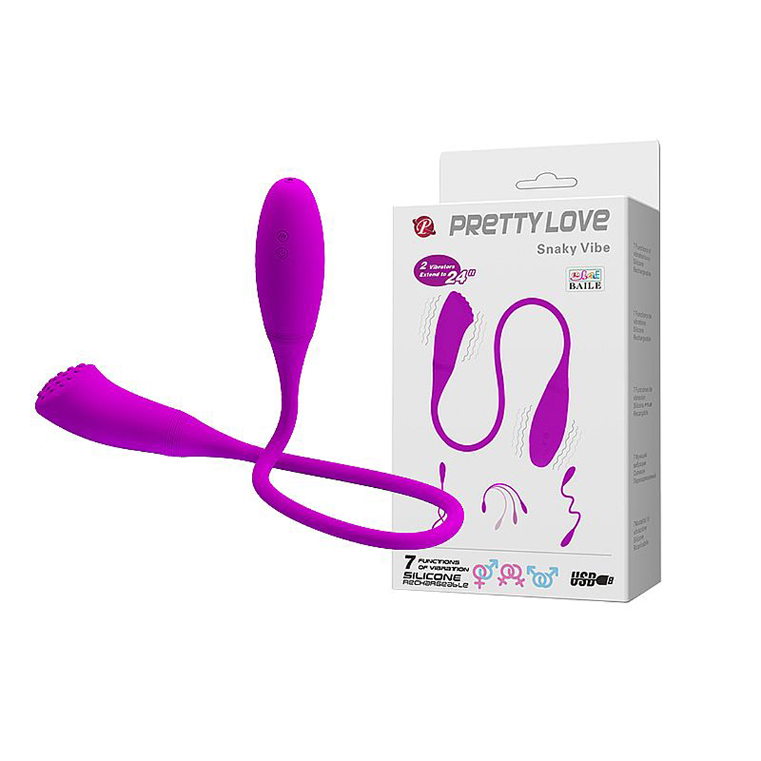 Vibrador com Duas Pontas Snaky Vibe - Pretty Love