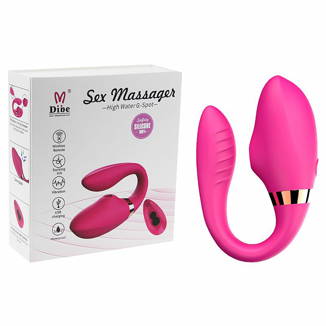 Vibrador de Casal - Recarregável c/ Controle - Pink