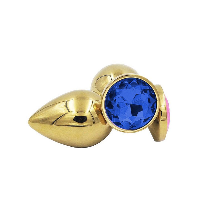 Plug Anal de Luxo Dourado - Tamanho P - Cor Azul