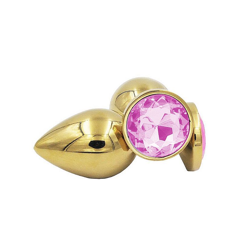 7052-RO - Plug Anal de Luxo Dourado - Tamanho P - Cor Rosa