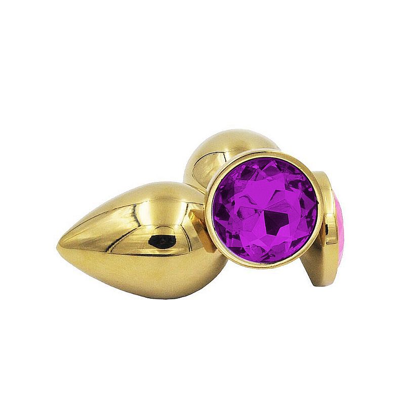 Plug Anal de Luxo Dourado - Tamanho P - Cor Roxo