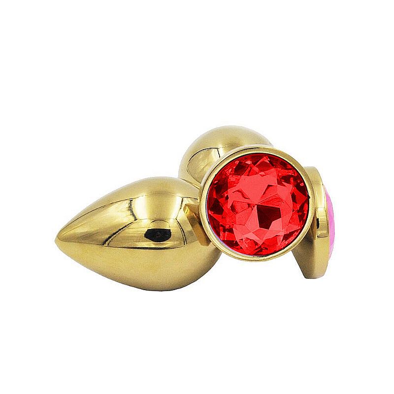 Plug Anal de Luxo Dourado - Tamanho P - Cor Vermelho