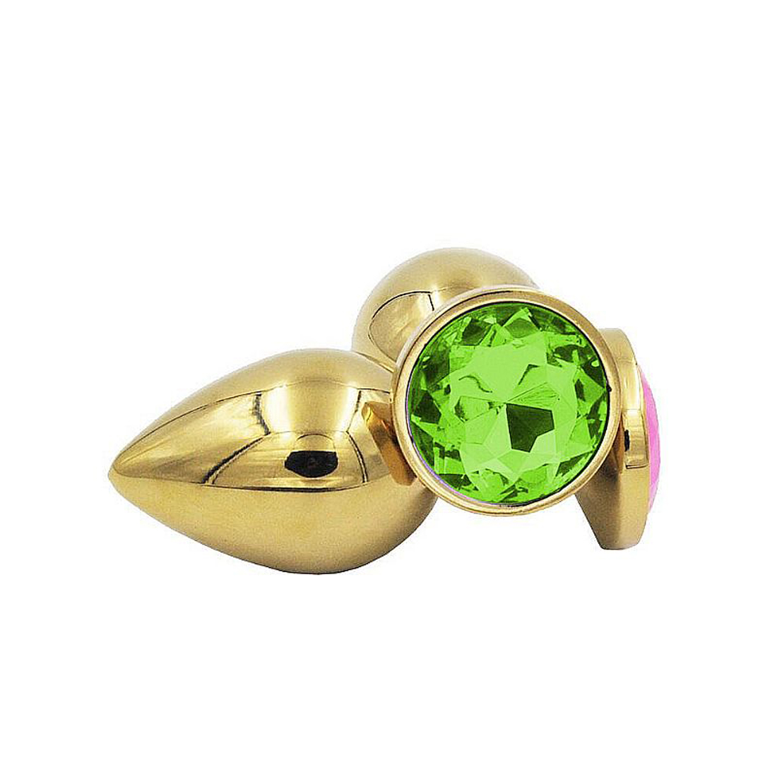 7053-VD - Plug Anal de Luxo Dourado - Tamanho M - Cor Verde