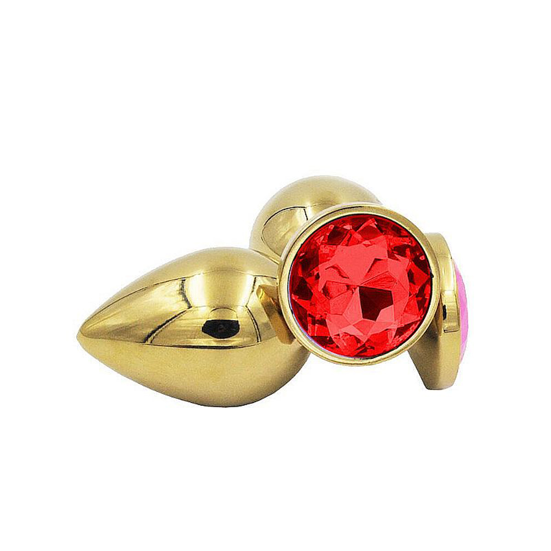 Plug Anal de Luxo Dourado - Tamanho G - Cor Vermelho