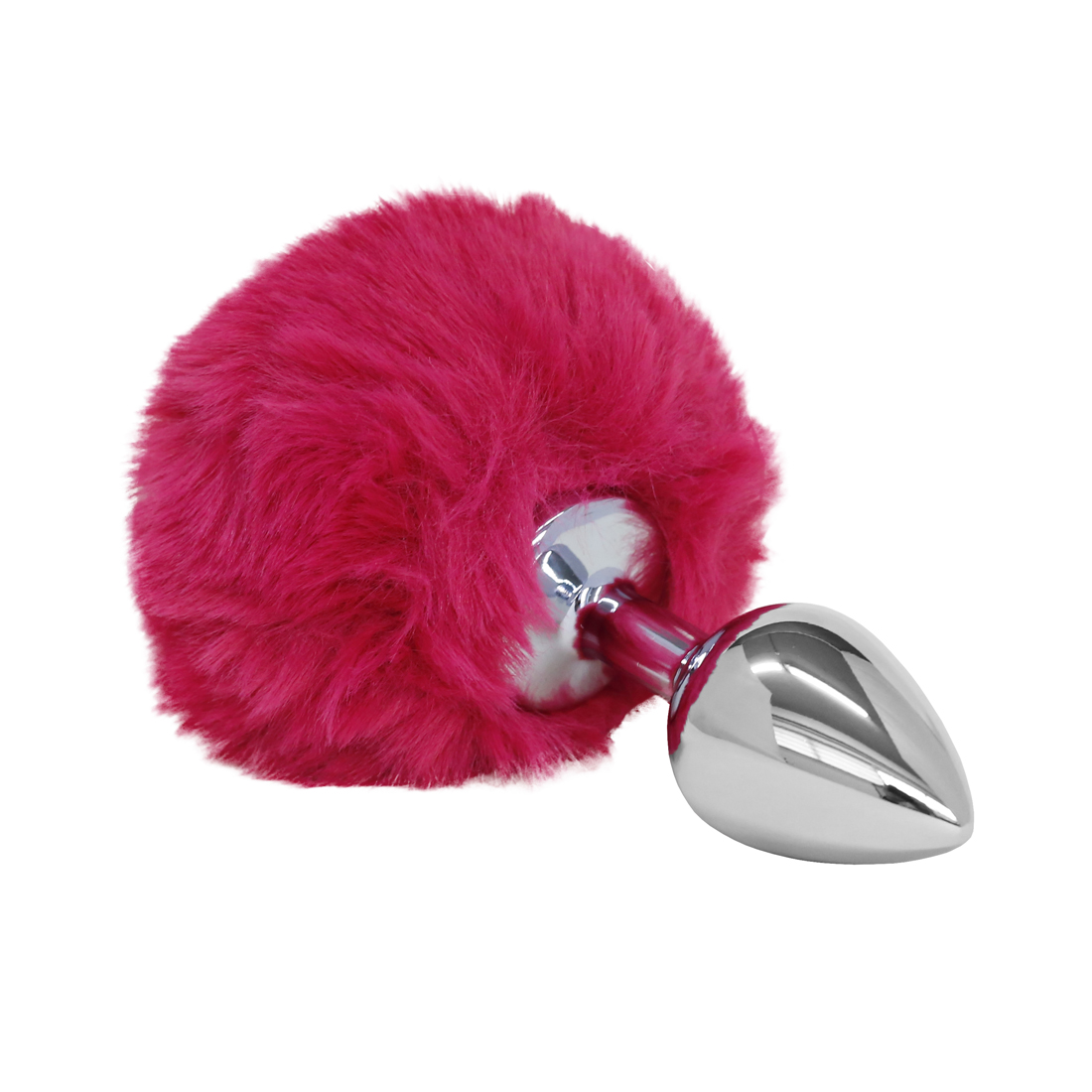 7061-PK - Plug Anal em Aço Pompom de Coelho - Tamanho M - 8 x 3,4 cm - Pink