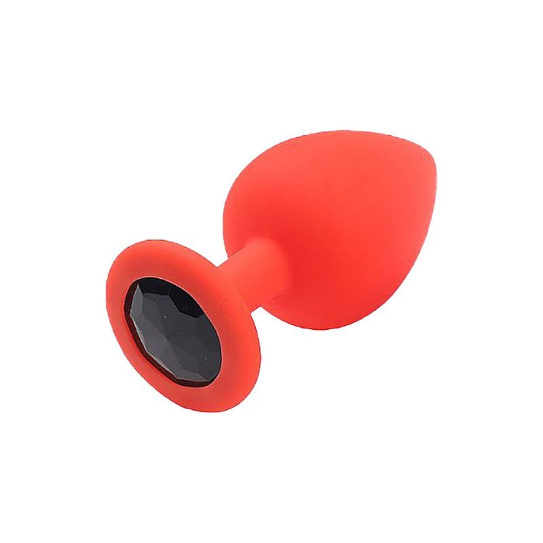 Plug Anal de Silicone - Tamanho M - Vermelho Com Pedra Preta