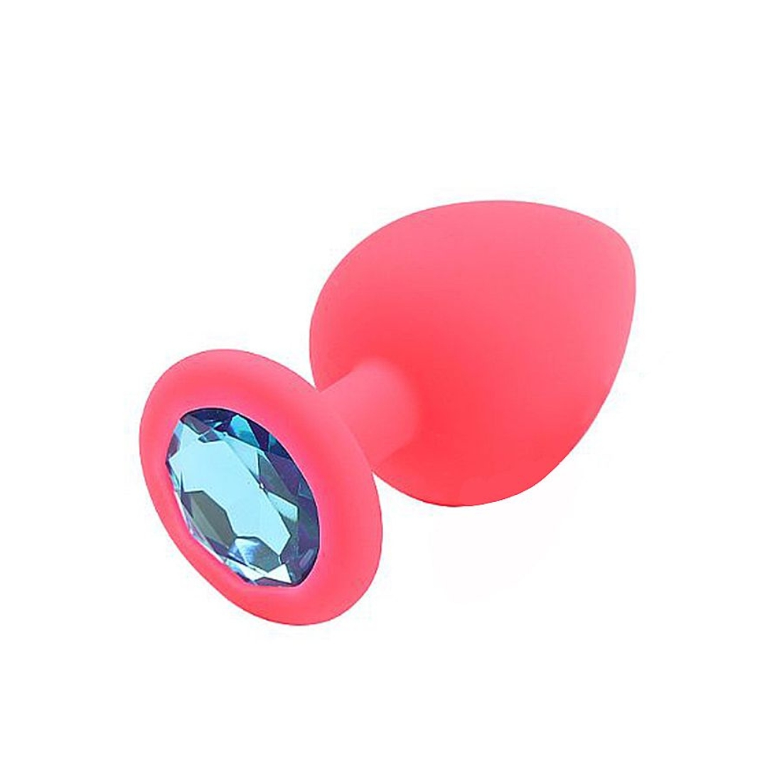 Plug Anal de Silicone - Tamanho G - Pink - Com Pedra Azul Céu