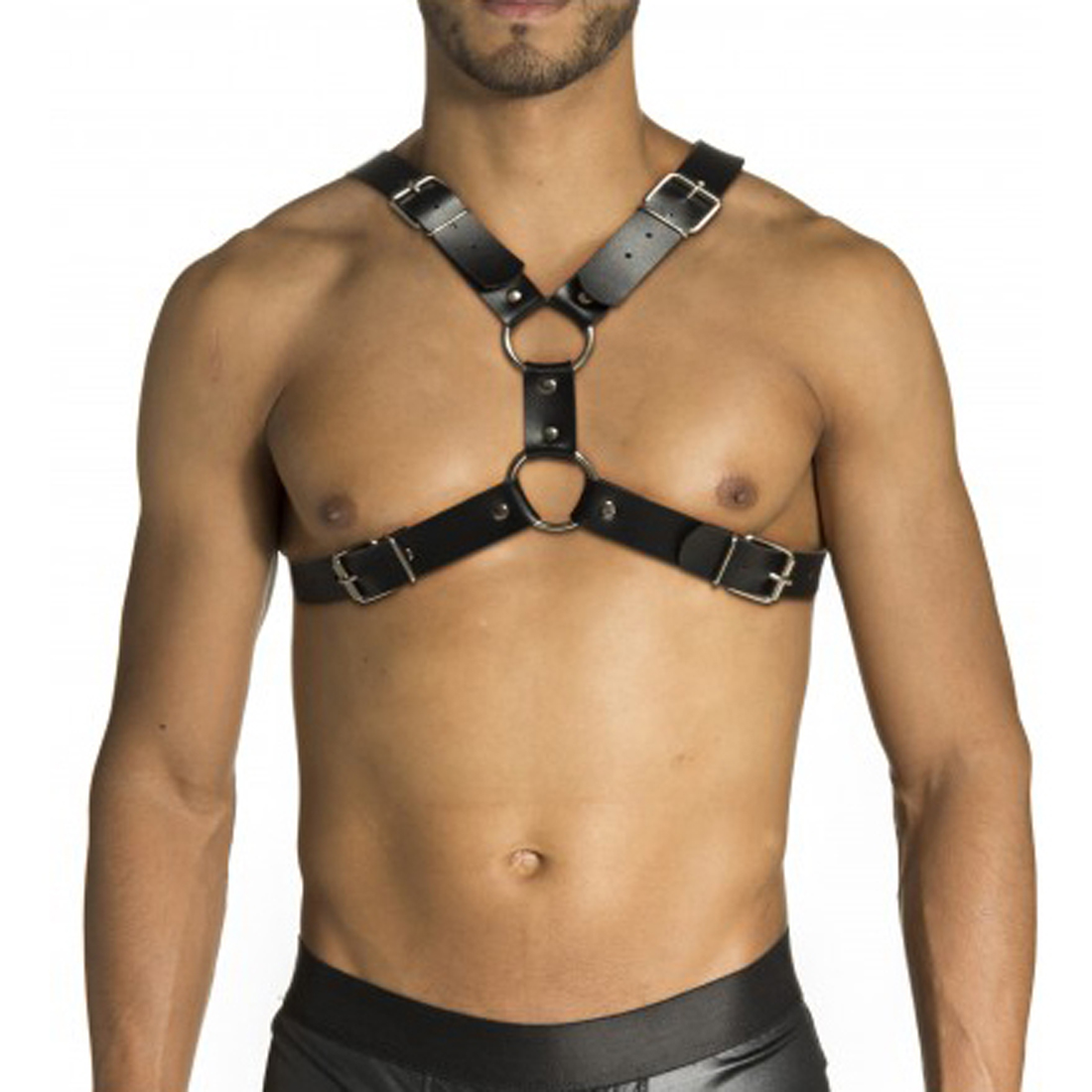 Harness formato X de couro sintético - cor Preto