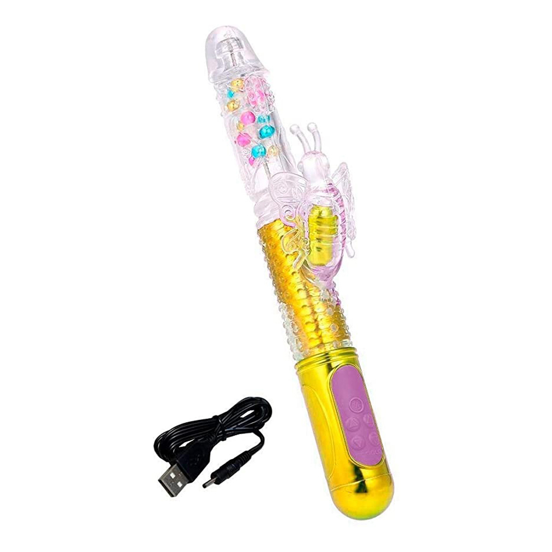 Vibrador Rotativo Recarregável Borboleta - Dourado