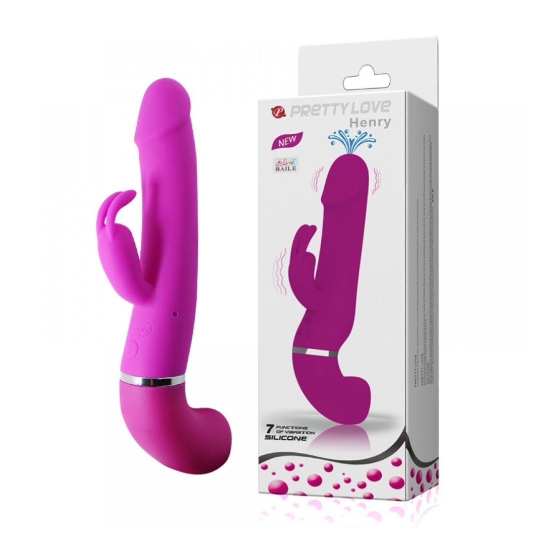 Vibrador Ejaculador c/ Estimulador Clitoriano 12 Modos de Vibração Pretty Love Henry