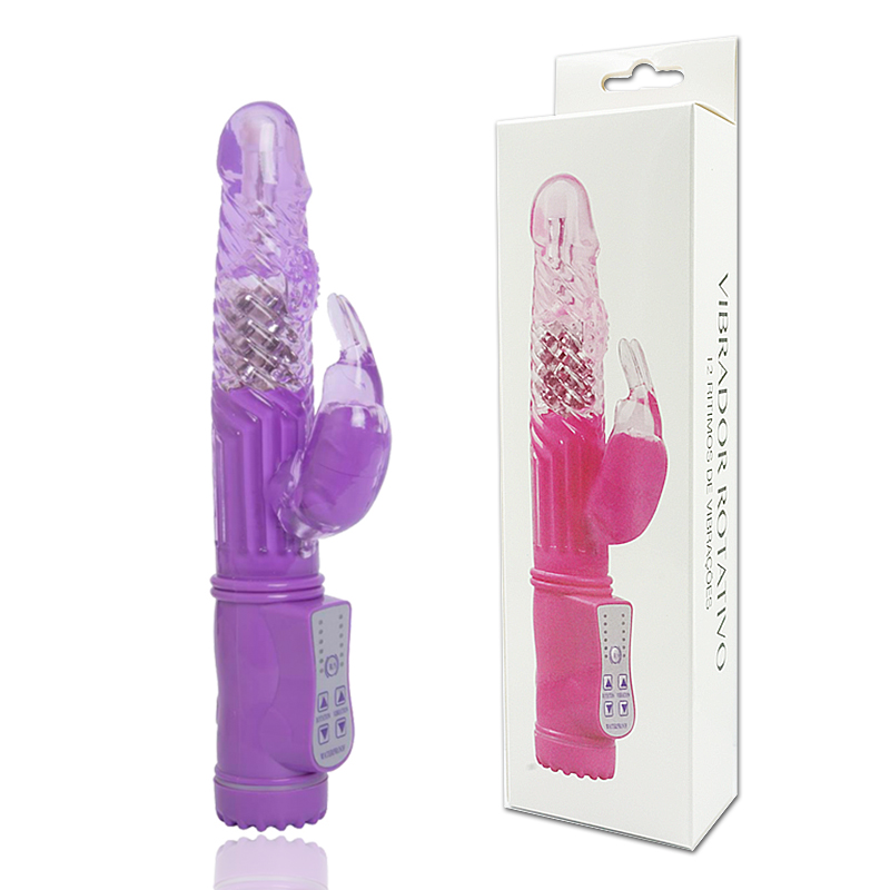 Vibrador Rotativo - Estimulador Formato Coelho Roxo