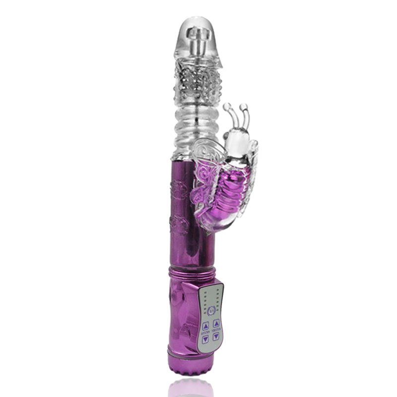 Vibrador Rotativo Vai e Vem Digital Metalizado Borboleta Roxo