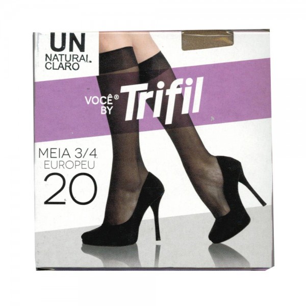 W06106UN268 - Meia 3/4 Modelo Europeu Fio20 Tam Un Natural Claro