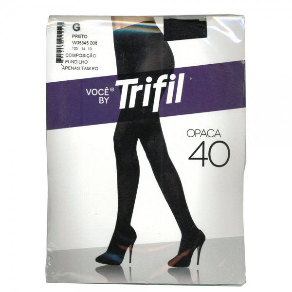 W06345PE008 - Meia Calça Opaca Fio 40 Tam P Preto